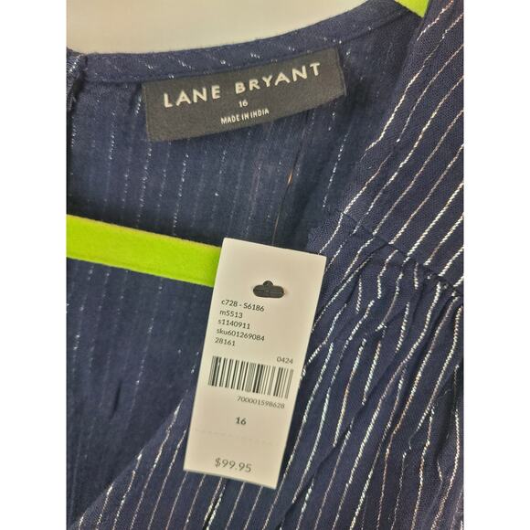 Lane Bryant NWT Lurex Gauze Easy Jumpsuit Martime Blue Silver Shimmer Size 16 - Picture 4 of 9